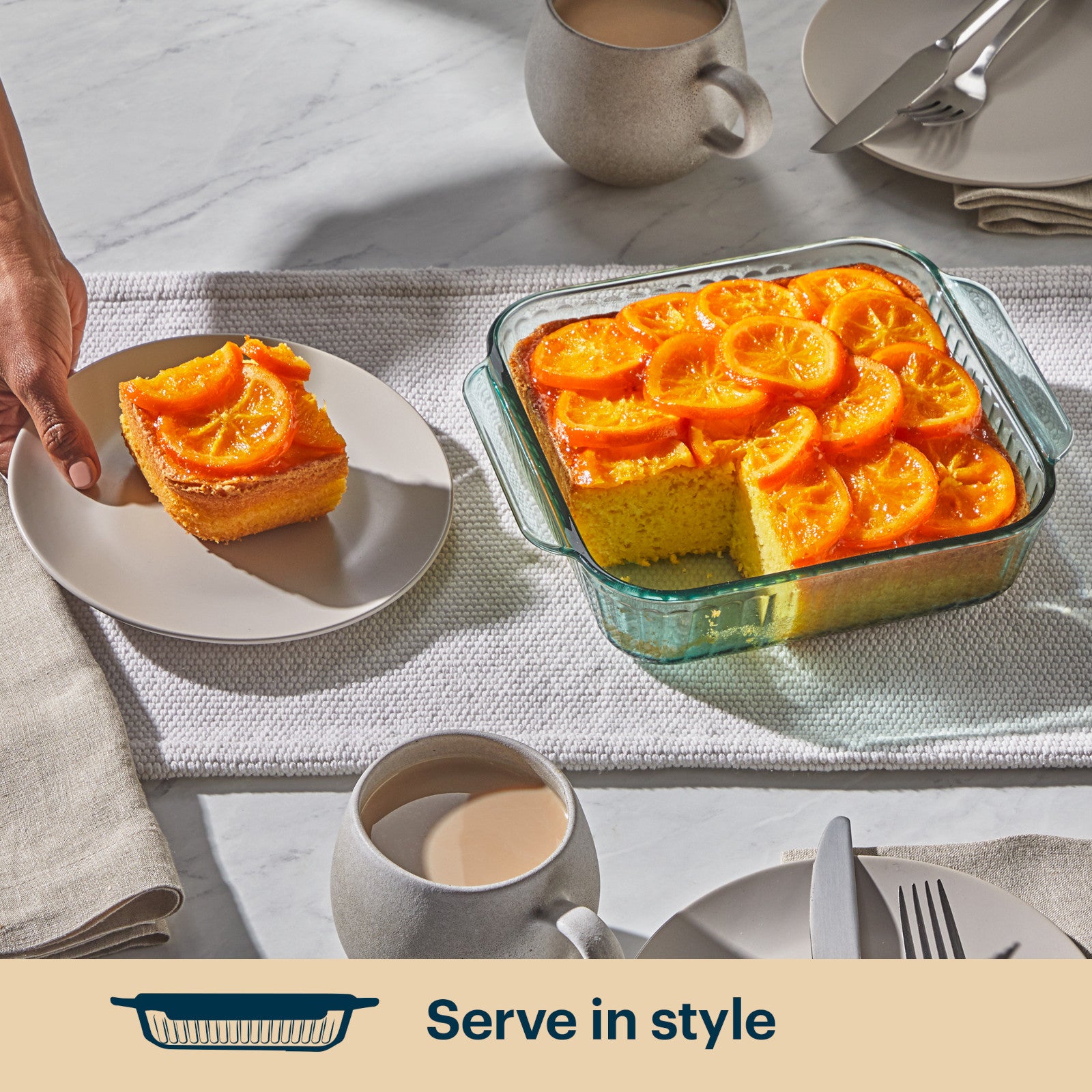 Pyrex® Sculpted Tinted Glass 8 Square Baking Dish. Aqua - Image 5