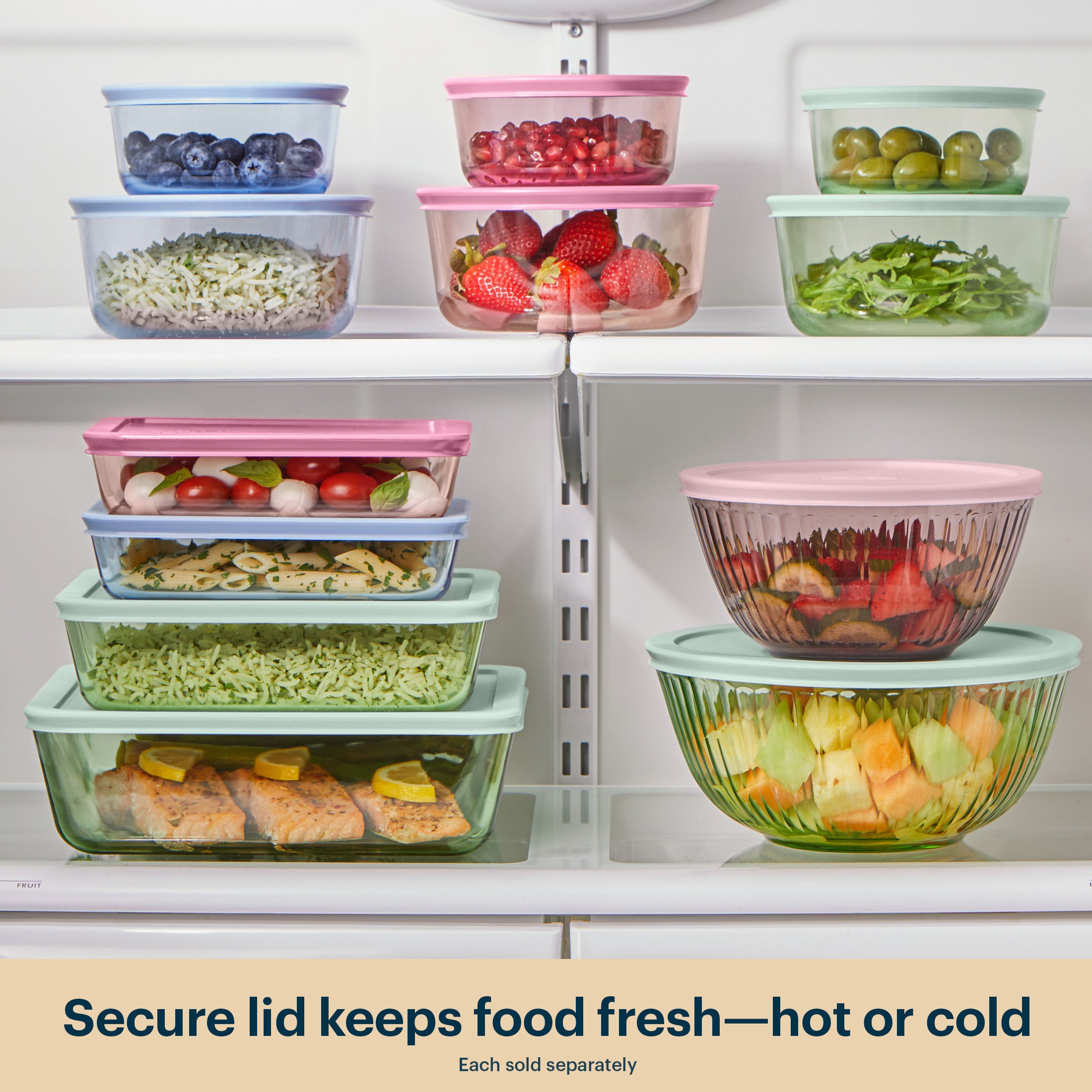 Pyrex® Simply Store® Tinted Glass Round Storage Containers. 10-pc Set. Mixed Colors - Image 6