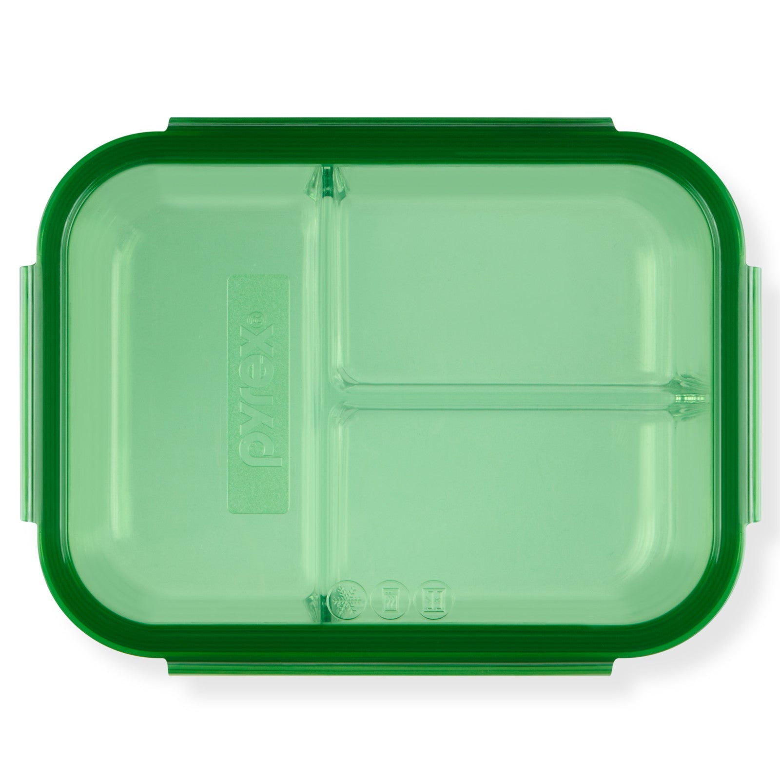 Pyrex® MealBox™ 5.5-cup Divided Glass Food Storage Container with Green Lid - Image 6