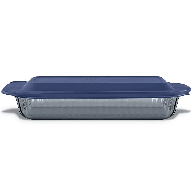 Pyrex® Colors Sculpted Tinted 9 x 13 Baking Dish with Plastic Lid. Smoke