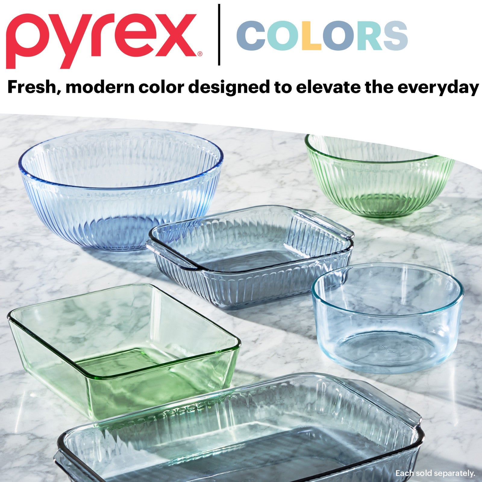 Pyrex® Simply Store® Tinted 10-piece Round Storage Set with Blue Plastic Lids - Image 5