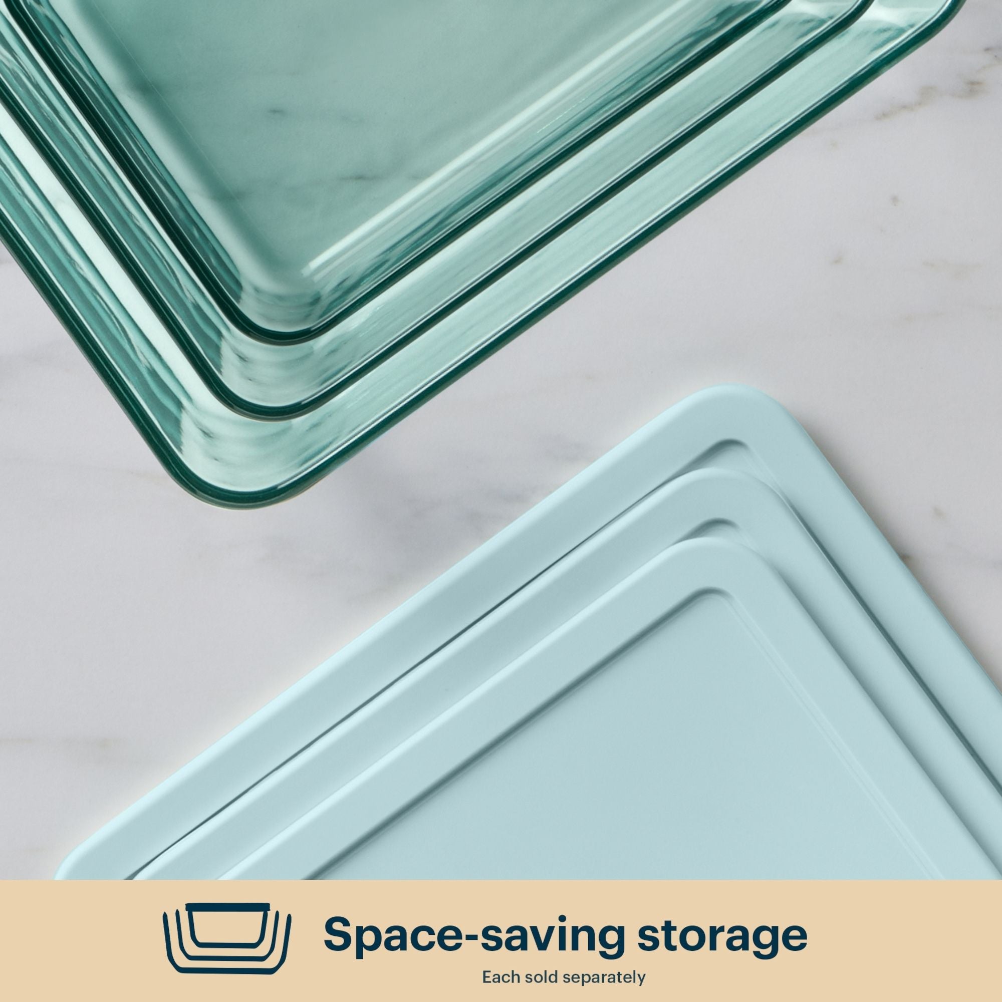 Pyrex® Simply Store® Tinted Glass 11-cup Rectangle Storage Container with Lid. Aqua - Image 6